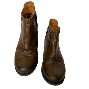 PIKOLINOS LE MANS BROWN LEATHER SIDE ZIPPER ANKLE BOOTIE SIZE 7.5